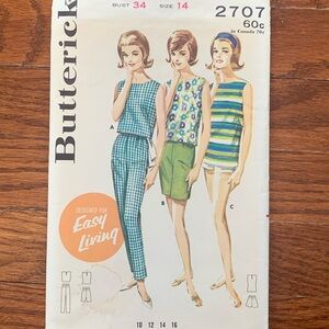 Butterick 2707 Women’s Sportswear Sewing Pattern Bust 34 Size 14